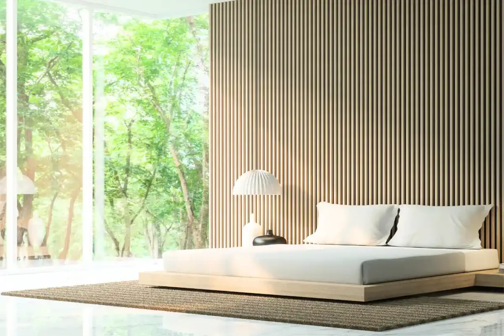 Zen bedroom designed with Feng Shui principles for a calm and harmonious atmosphere.